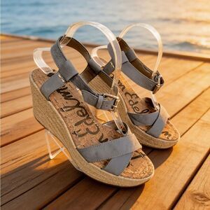 Sam EdelmanWomen's Gray strapped wedges size 10M